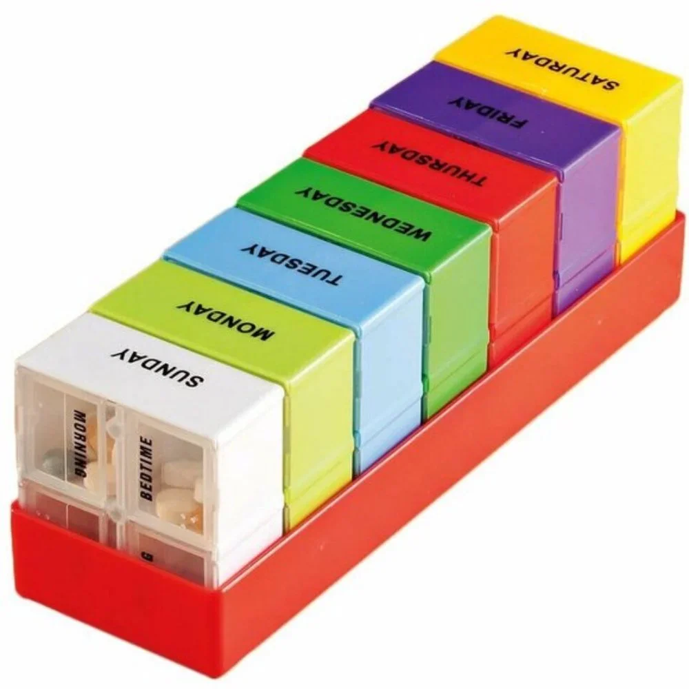 FineLife 7 Day Weekly Pill Organizer AM PM Vitamin Medicine Storage Travel Case